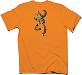 Image of Browning Bg Men's T-shirt W/buck Mark Logo Small Orange/camo&lt;