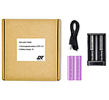 DNT Optics 21700 Flat Top Batteries w/ Charger, 2, P-21700-CH