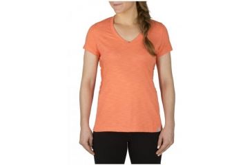 Image of 5.11 Tactical Womens Zig Zag V-Neck Shirt, Coral, XS 61306-499-XS