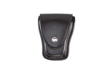 Image of Aker Leather Model 501 Teardrop Shape Handcuff Case, Plain, Black Snap, Black Snap, Small, A501-BP-BK