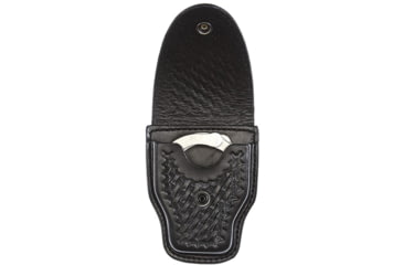 Image of Aker Leather Model 508 Handcuff Case, Small, Chrome Snap, Basketweave, Black, A508-BW-CH