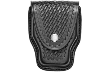 Image of Aker Leather Model 508 Handcuff Case, Small, Chrome Snap, Basketweave, Black, A508-BW-CH