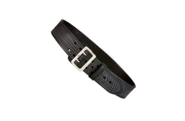 Image of Aker Leather Model B03 2.25inch Half Leather Lined Sam Browne Belts, Chrome Buckle, 38 in, Basketweave, Black, B03-BW-38-CH