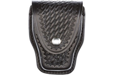 Image of Aker Leather Model 508A ASP Handcuff Case, Small, Chrome Snap, Basketweave, Black, A508A-BW-CH