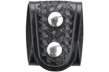 Image of Aker Leather Model 532 Extra Wide Deluxe Belt Keeper, Nickel Snaps, Basketweave, Black, A532-BW
