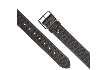 Image of Aker Leather Model B07 1.75inch Garrison Belts, 52 in, Brass Snap, Basketweave, Black, B07-BW-52-BR