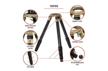 Image of Athlon Optics Midas CF29 29mm Tube Carbon Fiber Tripod, Black/Tan, 706008