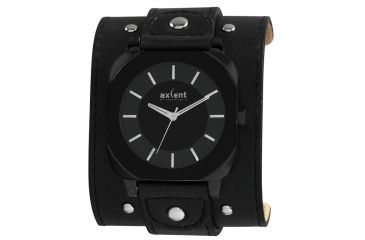Image of Axcent The Rock Round Watch, Black Strap, Black Face, Silver Face X6162b-237