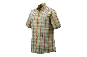 Image of Beretta Mens Drip Dry Button-Down Short Sleeve Shirt,Green/Bordeaux,2XL LU52007517075GXXL