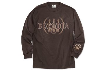 Image of Beretta Mens Trident Logo Long Sleeve Shirt, Coffee, Extra Large TS7270850848XL