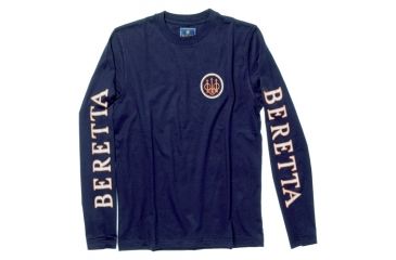 Image of Beretta T-Shirt Double Logo Long Sleeve, Navy, 2XL TS71729458XXL