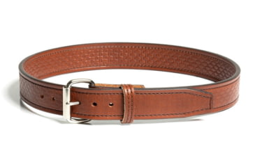 Image of Bigfoot Gun Belts Gun Belt, Basket Weave Pattern, 14oz No Core, 40 Inch, Silver Buckle, LightBrown, GB-BASK-14NC-40-LBR-SV