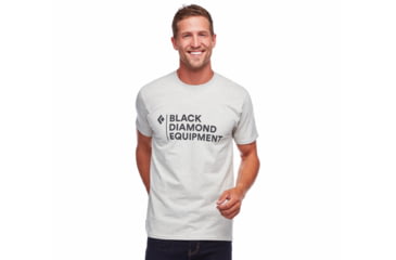 Image of Black Diamond Stacked Logo Tee - Mens, Birch Heather, Medium, AP7300535005MED1