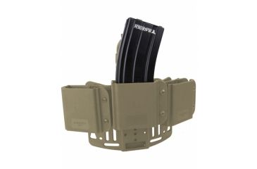 Image of Blade-Tech Revolution AR-15/M4 3 Mag Hip Pouch, Vertical, Thigh Rig, Tan, Left Hand AMMX0074AR15THTRMVTANLH