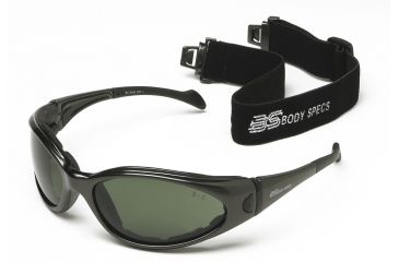 Image of Body Specs BS Cups 2, Metallic Shiny Black Frame / Smoke-Green Lens
