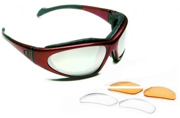 Image of Body Specs BSG-2 Goggles Crystal Red Frame, Clear,  Rust Extra Lens Sets