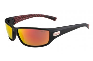 Image of Bolle Python Sunglasses,Matte Smoke/Red Frame,TNS Fire Rectangle Lens 12125