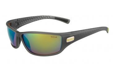 Image of Bolle Python Sunglasses, Matte Smoke/Green Frame, Polarized Brown Emerald Oleo AF Lens, 12124