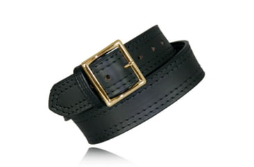 Image of Boston Leather 1.75in 4-Row Stitched Garrison Belt - Men's, Plain, Black, Gold Buckle, Size 42, 6506-1-42-GLD