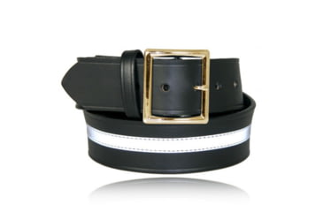 Image of Boston Leather 1.75in Garrison Belt w/ 1.5in Reflective Ribbon - Men's, Plain, Black, Gold Buckle, Size 40, 6505R-1-40-GLD