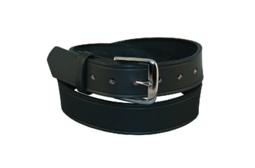 Image of Boston Leather 1 1/2 Lined Off Duty Belts - Mens, Nickel, Nickel Buckle, Plain, Black, 56 in, 6582-1-56