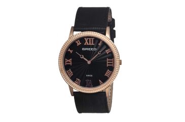 Image of Breed George Mens Watch, Black Leather Band, Rose Gold Bezel, Black Analog Dial, Rose Gold Hand BRD2206