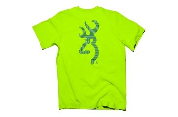 Image of Browning Mens Striped Buckmark S,S Tee, Safety Green, Small A000226330102