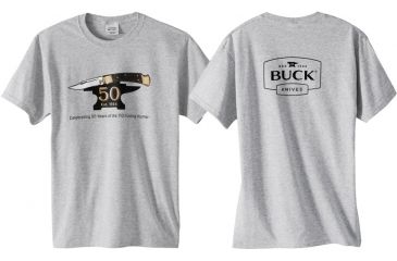 Image of Buck Knives 110 50th Anniversary T-Shirt, Ash Gray, XL BU7855