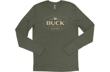 Image of Buck Knives Long Sleeve Buck Logo T-Shirt - Men's, Extra Large, Green, 12378