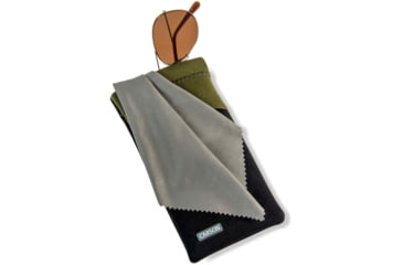 Image of Carson Eyeglass Pouch w/Built-in Microfiber Cloth, Black/Olive, 6.7x7.6in, EC-10BKOL
