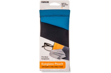 Image of Carson Eyeglass Pouch w/Built-in Microfiber Cloth, Grey/Blue, 6.7x7.6in, EC-10GYBU