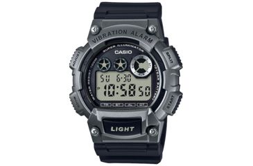 Image of Casio Outdoor Vibration Alarm Watch, LED Backlight w/Afterglow, 100M Water Resistant, Black/Green W735H-1A3V
