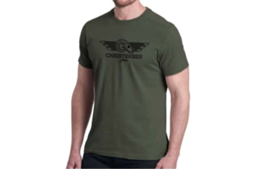 Image of Christensen Arms Ram Skull Wordmark SS Tee - Mens, Dark Olive, S, 730-CA075-40-00-201-02