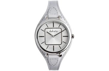 Image of Dakota Watches Midsize Colorful Leather, Silver Dial, White Leather Band 3026-4