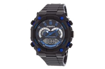 Image of Dakota Watches Tough Ana-Digi, Black/Blue Dial, Black Case/PVC Strap, NO 2163-1