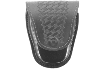 Image of DeSantis Leather Handcuff Case, ASP 100 Handcuffs, Hidden Snap Closure, Ambidextrous, Basketweave, Black, U25BLG3Z5