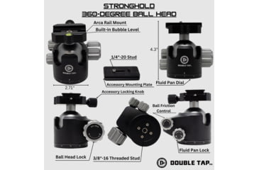 Image of Double Tap Industries 360 Degree Ball Head for Stronghold Tripod, Black, TRI-BH