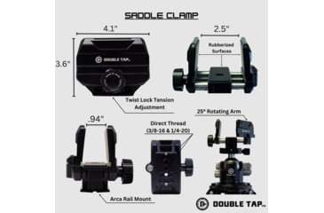 Image of Double Tap Industries Stronghold Tripod Saddle Clamp, Black, TRI-S