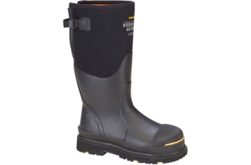 Image of Dryshod Steel-Toe Adjustable Gusset Work Boot, Black/Yellow, 16, STG-UH-BK-016