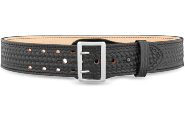 Image of DutyMan 2-1/4inch Basketweave Leather Sam Brown 2 Row Stitch Duty Belt With Nickel Buckle DTY-1021-44-9001