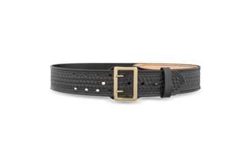 Image of 2-1/4&quot; Basketweave Leather Sam Browne Duty Belt (Half Lined) with Solid Brass Gold Buckle