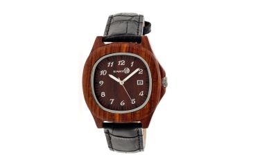 Image of Earth Wood Sherwood Leather-Band Watch w/ Date, Red, Standard ETHEW2703