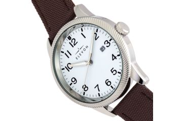 Image of Elevon Bandit Leather-Band Watch w/Date, Brown/White, One Size, ELE118-1