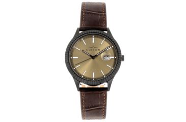 Image of Elevon Concorde Leather-Band Watch w/ Date, Black/Gold, One Size, ELE115-6