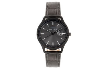 Image of Elevon Concorde Leather-Band Watch w/ Date, Black/Gunmetal, One Size, ELE115-5