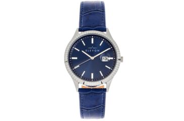 Image of Elevon Concorde Leather-Band Watch w/ Date, Silver/Blue, One Size, ELE115-3