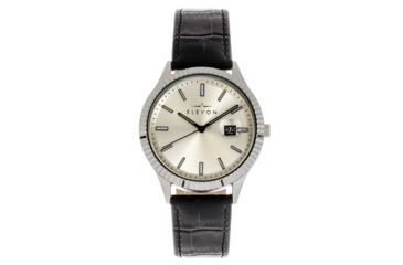 Image of Elevon Concorde Leather-Band Watch w/ Date, Silver, One Size, ELE115-1