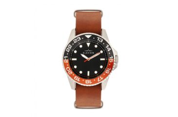 Image of Elevon Dumont Leather-Band Watch, Silver/Brown, ELE108-2