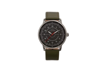 Image of Elevon Gauge Leather-Band Watch - Mens, Charcoal/Olive, One Size, ELE122-5
