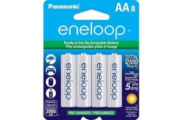 Image of Eneloop AA - 8 Pack 2nd Generation, White, BK-3MCCA8BA